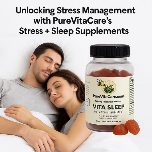 Unlocking Stress Management with PureVitaCare’s Stress + Sleep Supplements