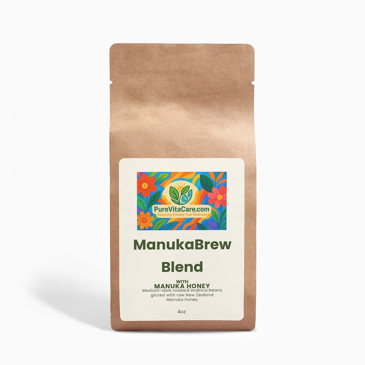 Manuka Honey Coffee 4oz - PureVitaCare.com