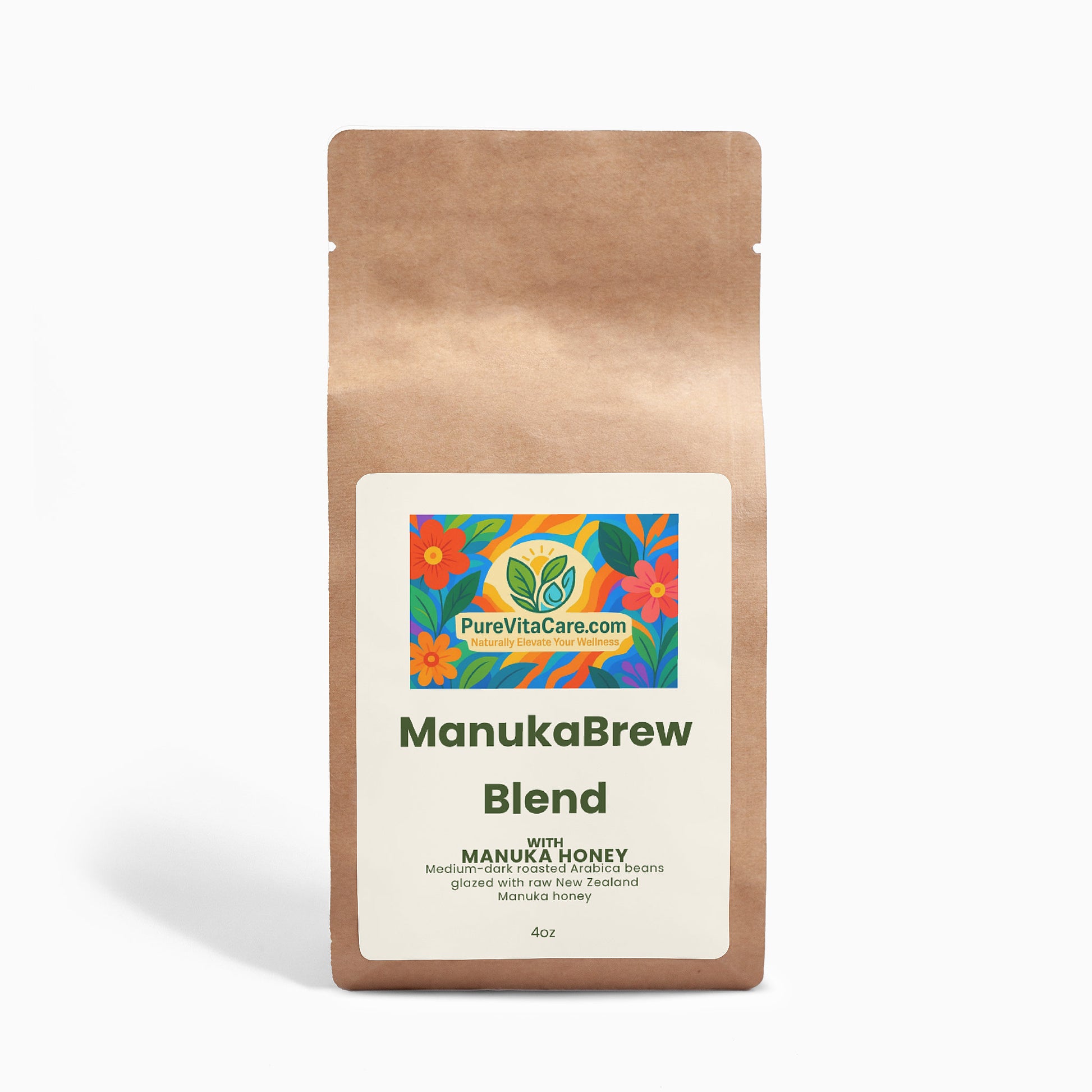 Manuka Honey Coffee 4oz - PureVitaCare.com
